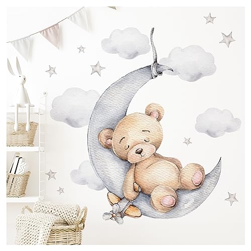 Little Deco Bär auf dem Mond für Teddybär mit Sterne Babyzimmer Deko DL831 2