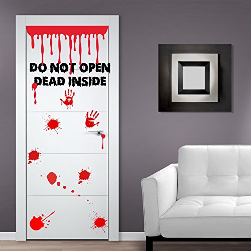 (Tür, Breite 65 cm) Vinyl-Aufkleber Don't Open-Dead Inside-Design/Blood Zoombie Hände Art Decor Wandtattoo/Wandaufkleber, Motiv  The Walking Dead , inklusive zufällig Geschenk!