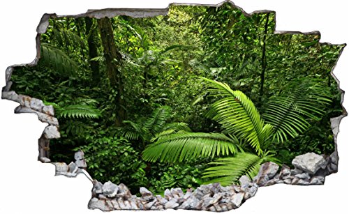 DesFoli Urwald Dschungel Palmen 3D Look Wandtattoo 70 x 115 cm Wanddurchbruch Wandbild Sticker Aufkleber C257