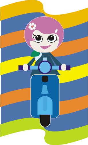 PEMA INDIGOS UG - Wandtattoo Wandsticker Wandaufkleber Aufkleber bunt ME176 sexy Girl Mädchen Moped Mofa Motorrad Regenbogen 180 x 110 cm