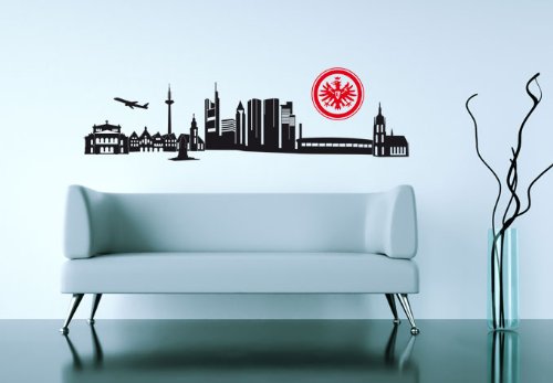 alenio Wandtattoo – Eintracht Frankfurt Skyline mit Logo, 120 cm Breite
