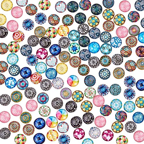 PandaHall 200 Stück Gemischte Farbe Bunt Runde Mosaik Kuppel Glas Cabochons Glasnuggets Mosaiksteine Dekorative Flatback-Taste DIY-Edelsteine, Größe 12x4 mm