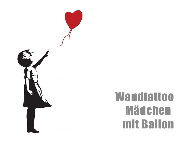 Banksy Wandtattoo Mädchen mit Ballon Herz