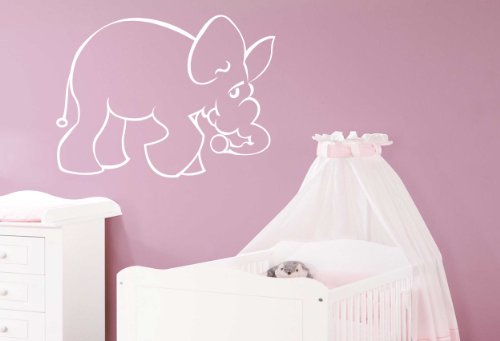 Wandtattoo Elefant - Kinderzimmer - O12 (28x21 cm) kupfer-metallic