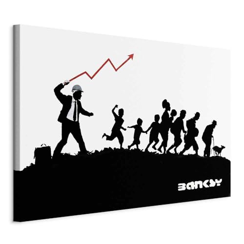 murando - Akustikbild Banksy Island Avenue in New York City Leinwandbild 1 tlg Kunstdruck modern Wandbilder XXL Wanddekoration Design Wand Bild - Graffiti Street Art schwarz weiß