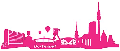 Samunshi® Wandtattoo Dortmund Skyline Wandaufkleber in 6 Größen und 19 Farben (80x32cm pink)