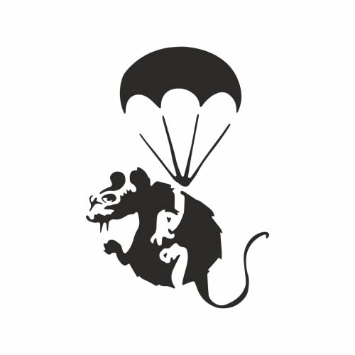 tradercat Wandaufkleber / Wandtattoo Banksy Ratte Fallschirm- 10x10cm - für Wohnzimmer, Esszimmer, Küche, Schlafzimmer, Kinderzimmer, etc. – mit Anleitung