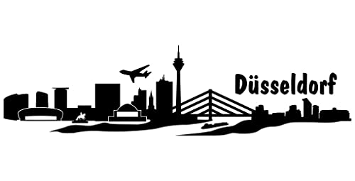 Samunshi® Wandsticker Düsseldorf Skyline schwarz 30x7,8cm