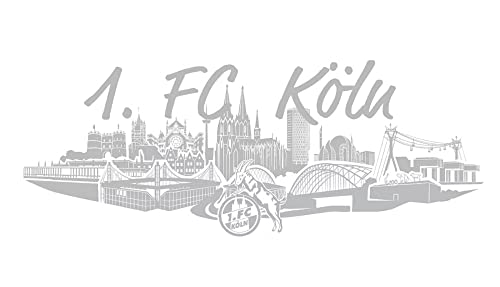 1. FC Köln Autoaufkleber - Skyline - silbern Sticker Aufkleber - Plus Lesezeichen I Love Köln