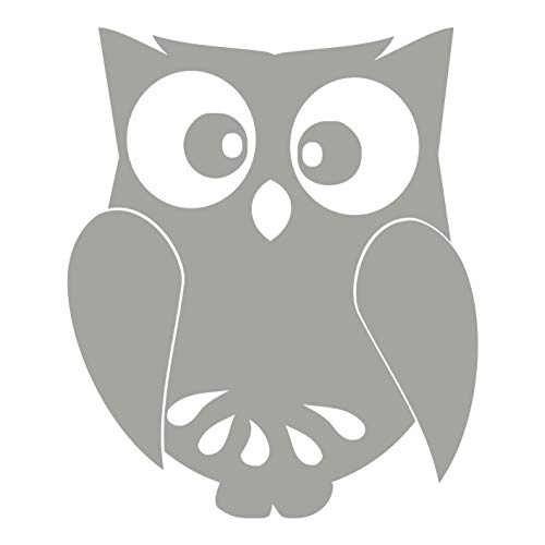 kleb-Drauf | 1 Eule | Silber - glänzend | Wandtattoo Wandaufkleber Wandsticker Aufkleber Sticker | Wohnzimmer Schlafzimmer Kinderzimmer Küche Bad | Deko Wände Glas Fenster Tür Fliese