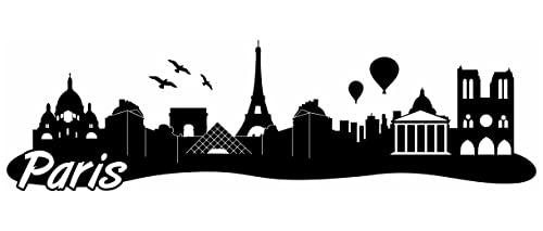 Samunshi® Paris Skyline Wandtattoo Sticker Aufkleber Wandaufkleber City Gedruckt Paris 120x35cm schwarz