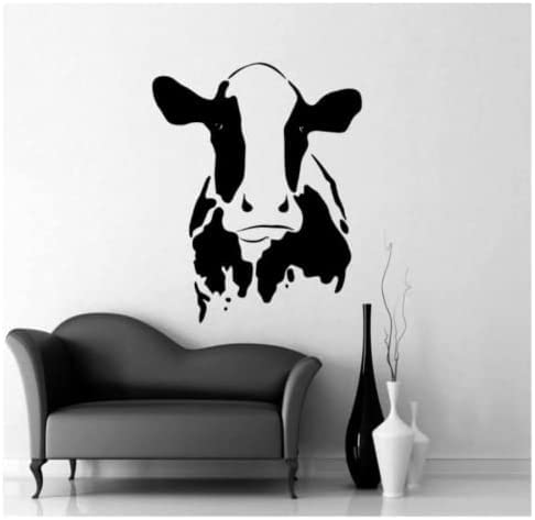 Wandaufkleber - Kuh Aufkleber von Vinyl-Wandtattoo Blume Baby Schlafzimmer Küche Dekor Tapete Tier Wandbild 43x55cm