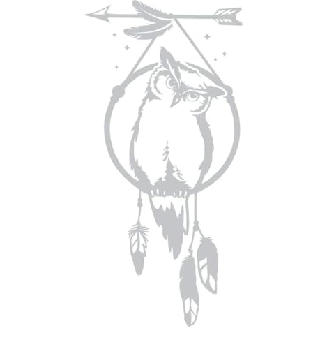 CLICKANDPRINT Aufkleber » Traumfänger-Eule, 50x24,3cm, Hellgrau • Wandtattoo/Wandaufkleber/Wandsticker/Wanddeko/Vinyl