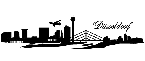 Samunshi® Wandtattoo Düsseldorf Skyline Wandaufkleber 120 x 31cm schwarz