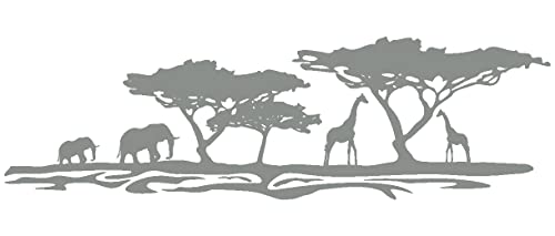 Samunshi® Afrika Wandtattoo Giraffen in 8 Größen und 19 Farben (50x15cm Mittelgrau)