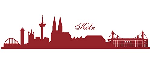 Samunshi® Wandtattoo Köln Skyline Stadion 150 x 34cm dunkelrot