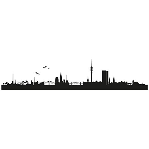Wandtattoo Skyline Hamburg 002 - Größe: L - 125cm x 26cm - 23 mögliche Farben