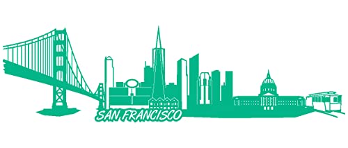 Samunshi® Wandtattoo San Francisco Skyline Frisco 100 x 28cm türkis
