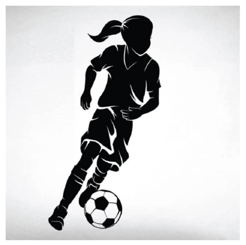Wandsticker DIY Mädchen Fußball Dribbling Wandtattoo Kid und Teen Schlafzimmer Vinyl Poster Home Decor Wall Decor 43x81cm
