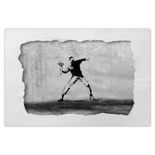 Wandsticker Dekor Foto Aufkleber 120x80cm Blumenwerfer Banksy No.H8123M_WFNS1B
