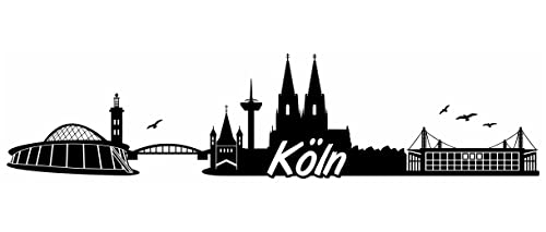 Samunshi® Köln Skyline Wandtattoo Sticker Aufkleber Wandaufkleber City Gedruckt Köln 120x29cm schwarz