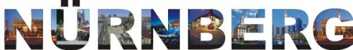 PEMA INDIGOS UG - Wandtattoo Wandsticker Wandaufkleber - Aufkleber farbige Wandschrift Städtename Städtename Nürnberg mit Sehenswürdigkeiten 180 x 26 cm Länge