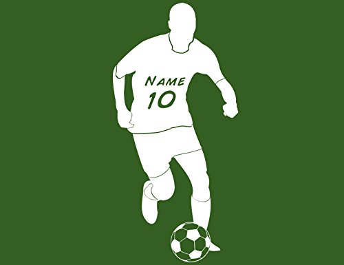 Deco-idea Wandtattoo Wandaufkleber Fussballer mit Namen Nummer Fussball Kinderzimmer wfb06-4(030 dunkelrot, set1:ca. 6cm x12cm(Hoch) ohne Name)