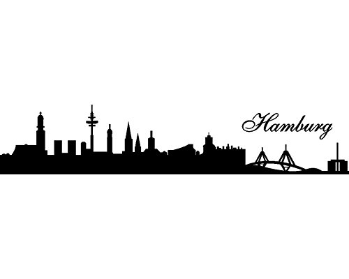 Samunshi® Wandtattoo Hamburg Skyline 30x6cm schwarz