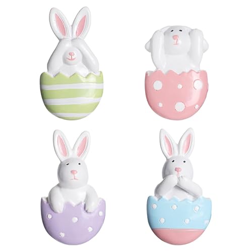 Skyrabbiter Oster-Deko Kühlschrankmagnete, 4 Stück Hasen-Figuren mit Ei/Blume/Karotte, Magnetische Dekoration, Kühlschrank Aufkleber, 3D-Druck Design mit Gelenken Kunst Wandtattoo Home Decor (B)