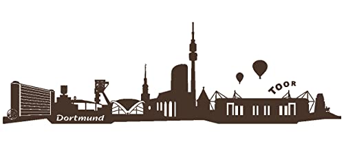 Samunshi® Wandtattoo Dortmund Skyline + Stadion 150 x 45cm braun