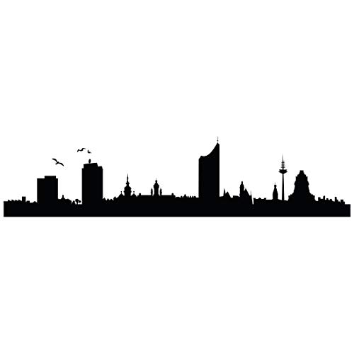 Wandtattoo Skyline Leipzig - Größe: XL - 150cm x 35cm - 23 mögliche Farben