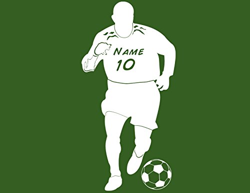 Wandtattoo Wandaufkleber Fussballer mit Namen Nummer Fussball Kinderzimmer wfb06-6(049 konigsblau, set1:ca. 10cm x20cm(Hoch) ohne Name)