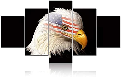 REVAC American Eagle Wandkunst USA Flagge 5 teilige leinwandbilder leinwand 5 teile auto wandtattoo schlafzimmer poster & kunstdrucke bilder mit rahmen selbst gestalten Heimdekoration, Poster Artwork