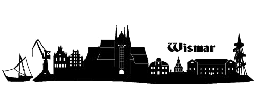 Samunshi® Wandtattoo Hansestadt Wismar Skyline Wandaufkleber 100 x 24cm schwarz