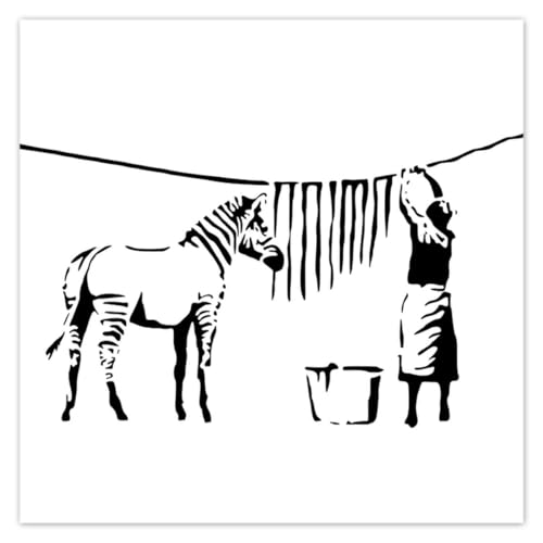Wandtattoo, 30 x 30 cm, Motiv: Wäsche, Zebrastreifen, Banksy Nr. H8705Z_NS1AI