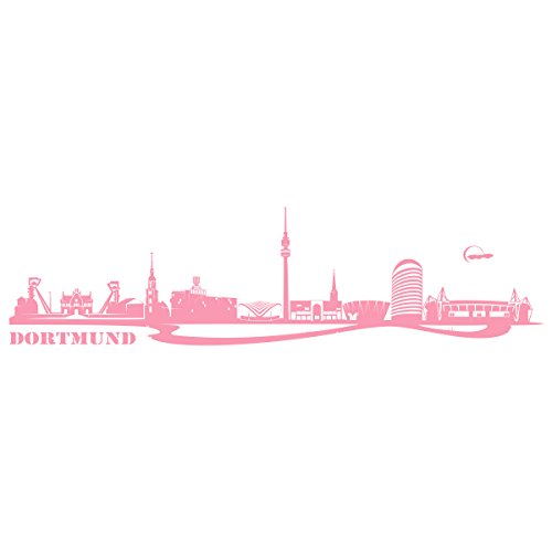 WANDKINGS Wandtattoo Skyline Dortmund (mit Sehenswürdigkeiten und Wahrzeichen der Stadt) 115 x 30 cm Hellrosa - erhältlich in 33 Farben