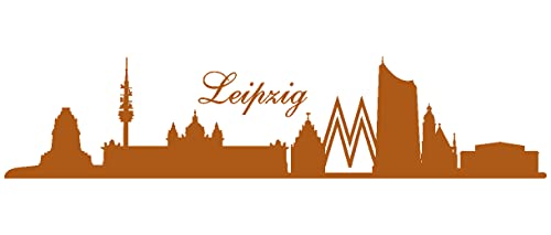 Samunshi® Wandtattoo Leipzig Skyline in 6 Größen und 19 Farben (150x35cm haselnuss)