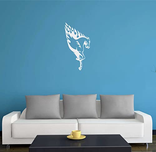 INDIGOS UG WANDTATTOO w288 Pferd, Feuer, Schweif Wandaufkleber 80x42 cm Silber - Dekoration Fensterfolie - Wandaufkleber - Kinderzimmer Wohnzimmer Schlafzimmer Küche Badezimmer Büro Hotel