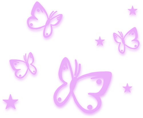 MIXED SET 4 Flieder, lila Schmetterlinge und 4 Sterne selbstklebende Autoaufkleber Butterfly Sticker Outdoor, Wandtattoo, Wandbild & Fensterbild, Türaufkleber Kinderzimmer