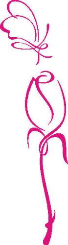 INDIGOS UG - Wandtattoo Wandsticker Wandaufkleber Aufkleber D324 Schmetterling Rosen saugen 40x11 cm - pink