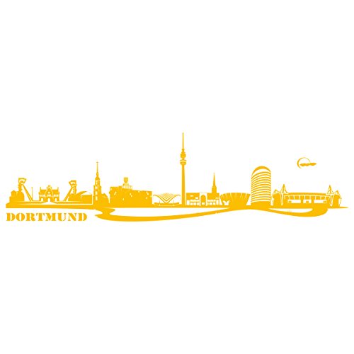 Wandkings Wandtattoo Skyline Dortmund (mit Sehenswürdigkeiten und Wahrzeichen der Stadt) 115 x 30 cm goldgelb - erhältlich in 33 Farben