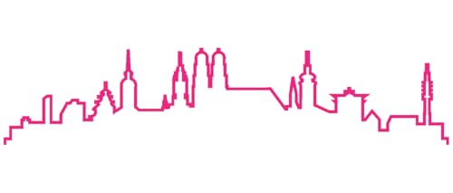 Skyline4u München Skyline Silhouette Wandtattoo Kontur 30 x 6,5cm pink