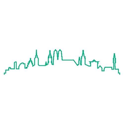 Skyline4u München Skyline Silhouette Wandtattoo Kontur in 8 Größen und 19 Farben (150x33cm türkis)