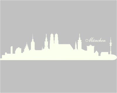 plot4u Wandtattoo München Skyline 125cm Creme