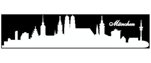 skyline4u Wandtattoo München mit Sehenswürdigkeiten in 6 Größen und 19 Farben (80x18,7cm weiß)