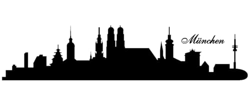 Skyline4u Wandtattoo München mit Sehenswürdigkeiten 50 x 11,7cm schwarz