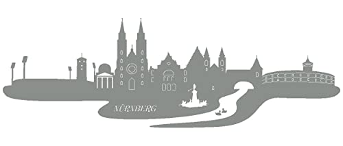 Samunshi® Wandtattoo Nürnberg Skyline Wandaufkleber in 4 Größen und 19 Farben (150x48cm Mittelgrau)