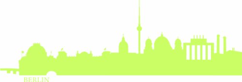 INDIGOS UG - Wandtattoo Wandsticker Wandaufkleber Aufkleber e526 Skyline Stadt - Berlin 120x38 cm - gelbgrün