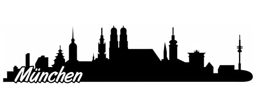Samunshi® München Skyline Wandtattoo Sticker Aufkleber Wandaufkleber City Gedruckt - 100x24cm schwarz
