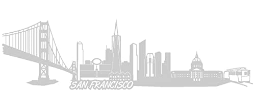 Samunshi® Wandtattoo San Francisco Skyline Frisco in 6 Größen und 19 Farben (180x51cm Silber)